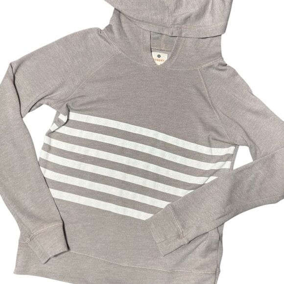 Sundry Tops - Sundry Pullover Hoodie Grey Stripes Soft Knit Size 0